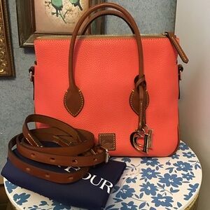 Dooney pebble leather satchel in geranium